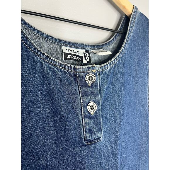 Vintage Sydni Jordan Sleeveless Blue Denim Dress with Pockets - Picture 3 of 7
